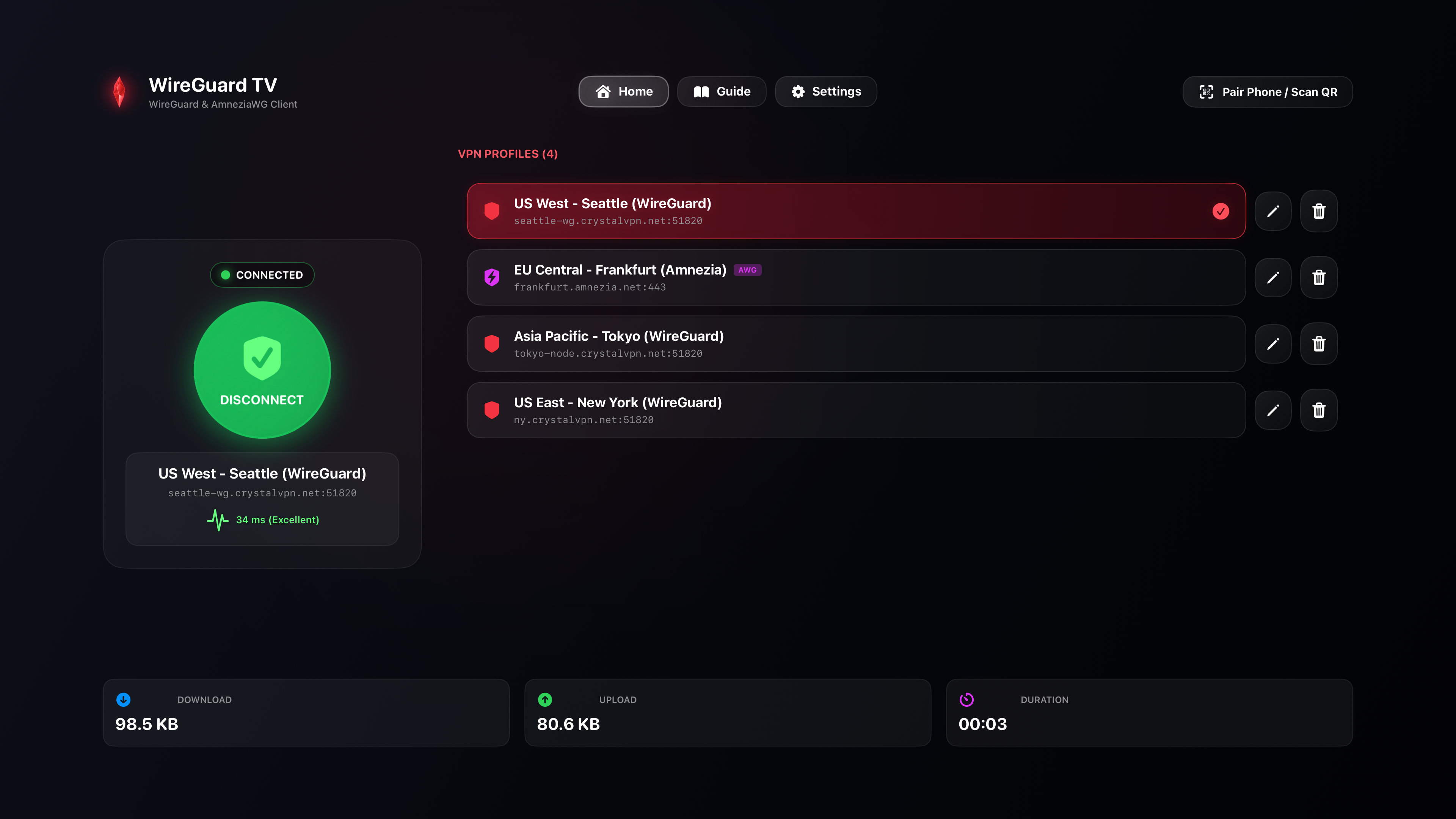 WireGuard Connected VPN Profiles